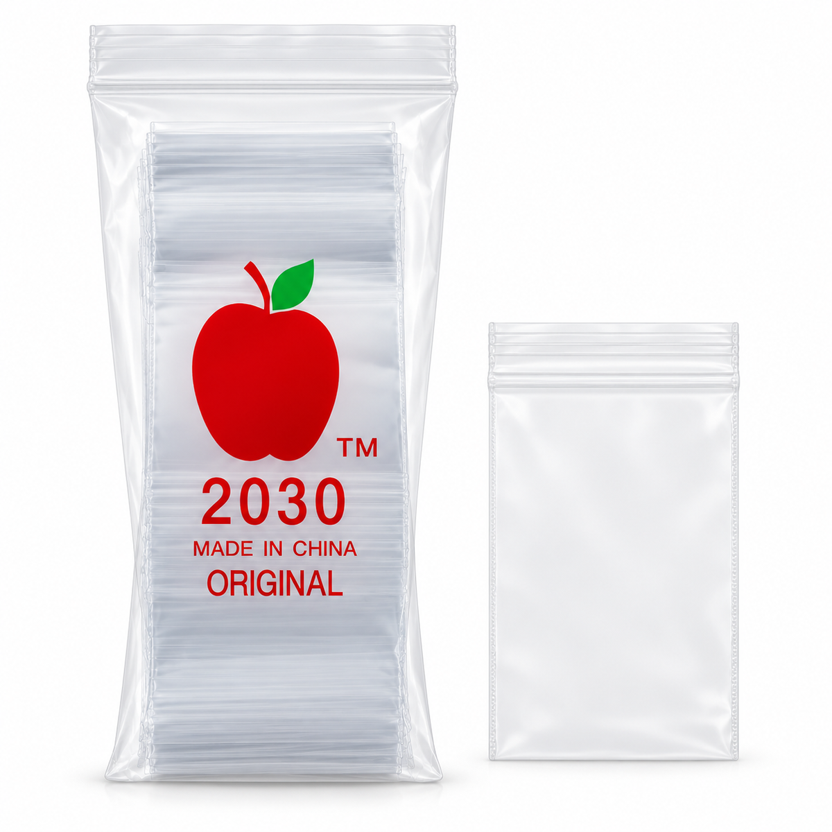 Apple 2030 Clear Plastic Ziplock Baggies (1,000 Bags)