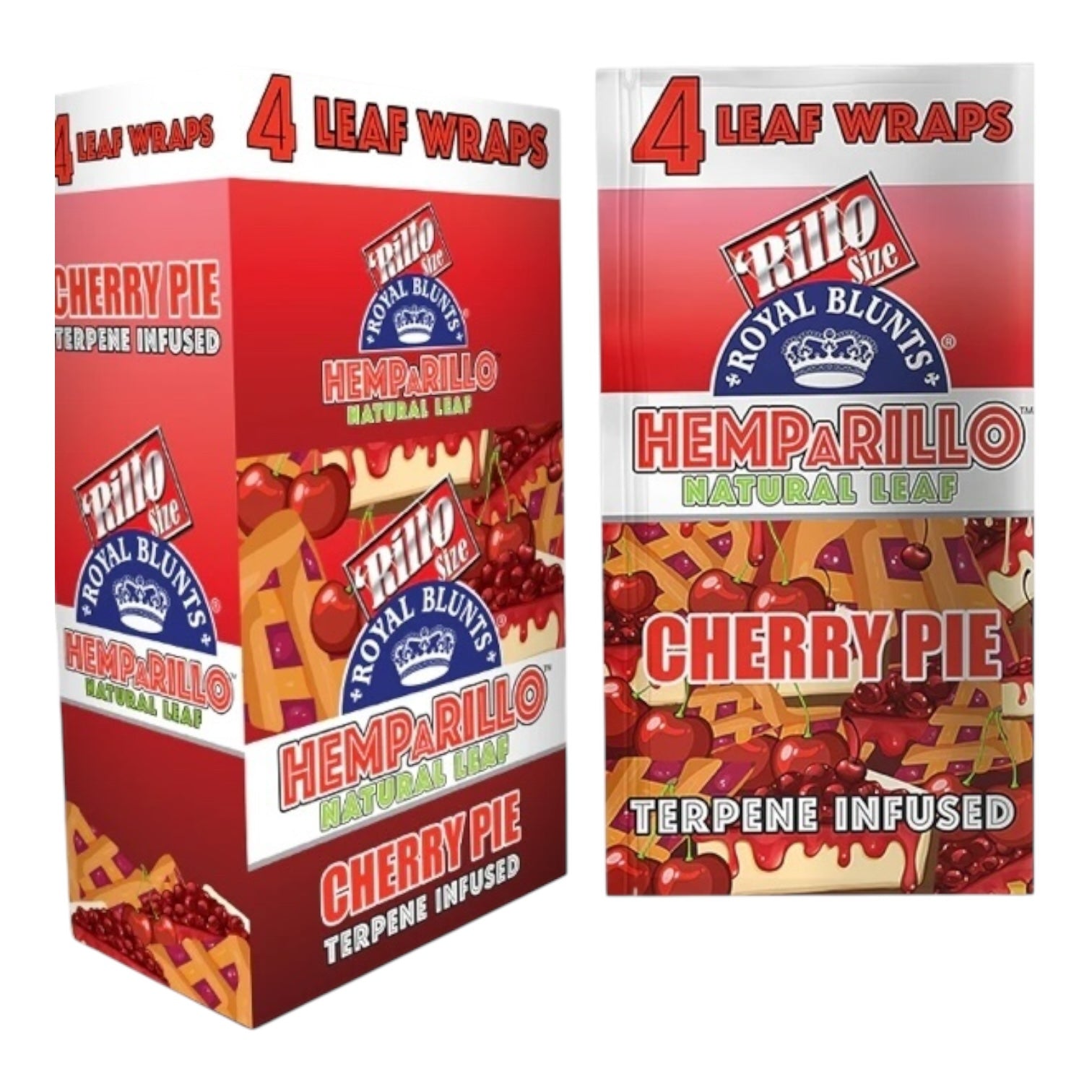 Royal Blunts HEMPARILLO Terpene Infused 4 Leaf Wraps/Pack | 25 Packs / Display Box