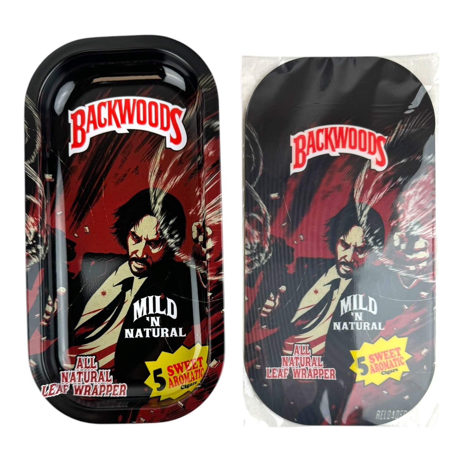 BW 3D Small Metal Rolling Tray With Magnetic Lid 8" X 4"