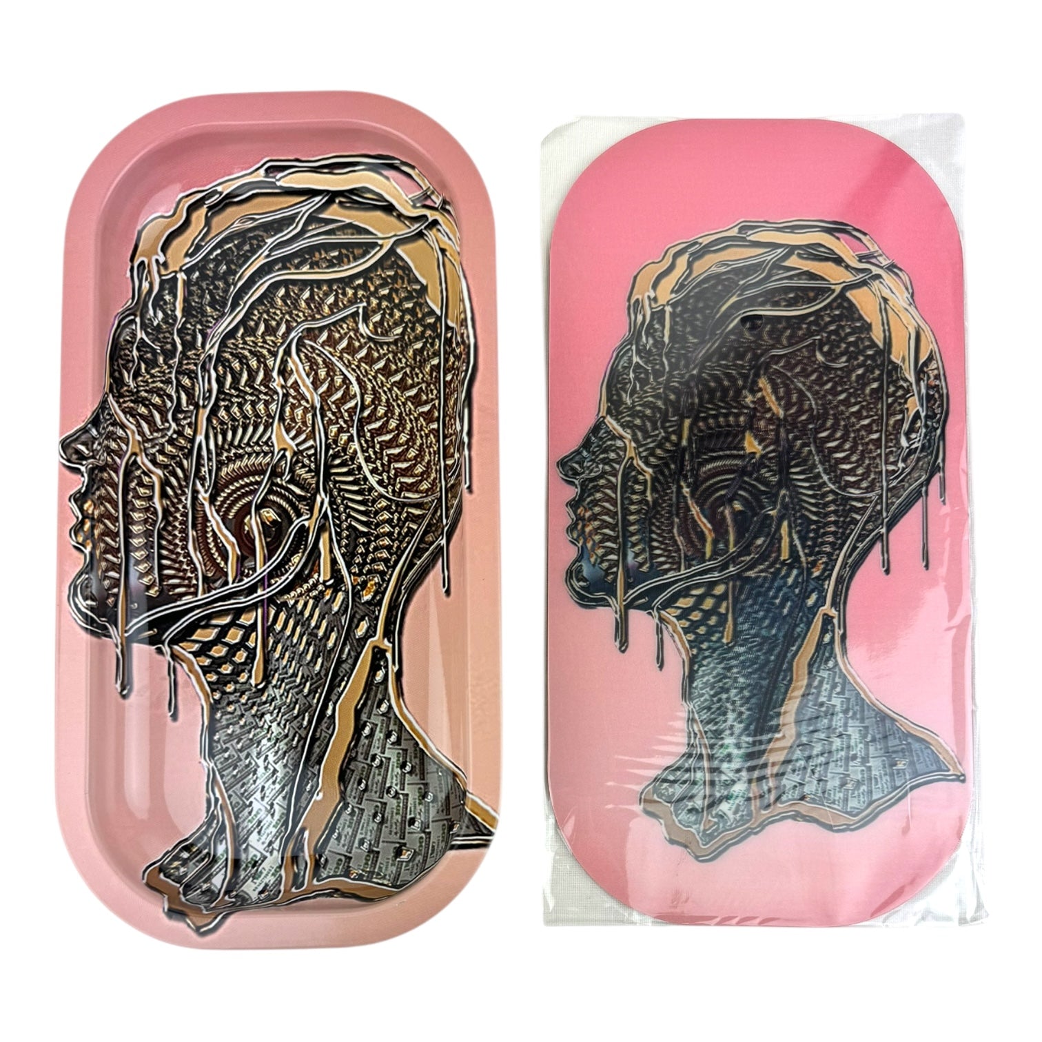 3D Small Metal Rolling Tray With Magnetic Lid 8" X 4"