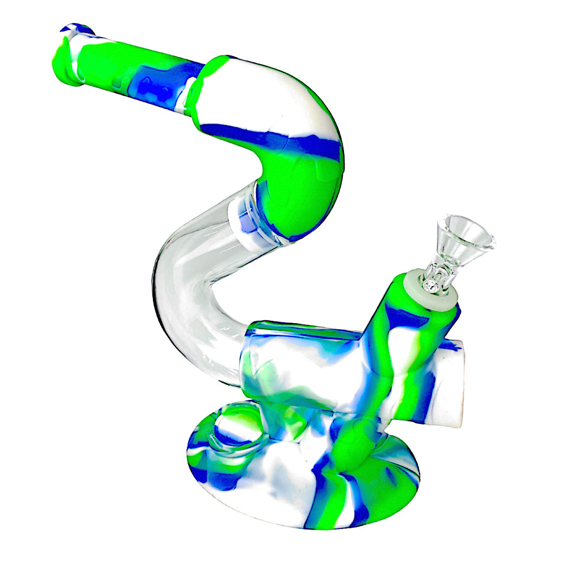 11" 4-IN-1 Silicone Glass Water Pipe - Assorted Colors / Design
