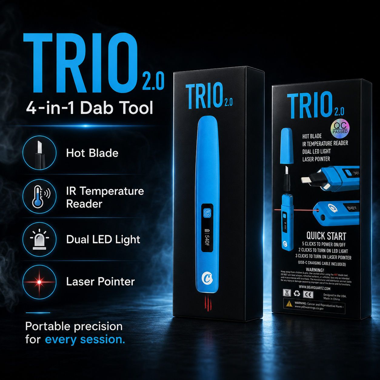 Bear Quartz x Cookie Trio 2.0 (3-in-1 Dab Tool)