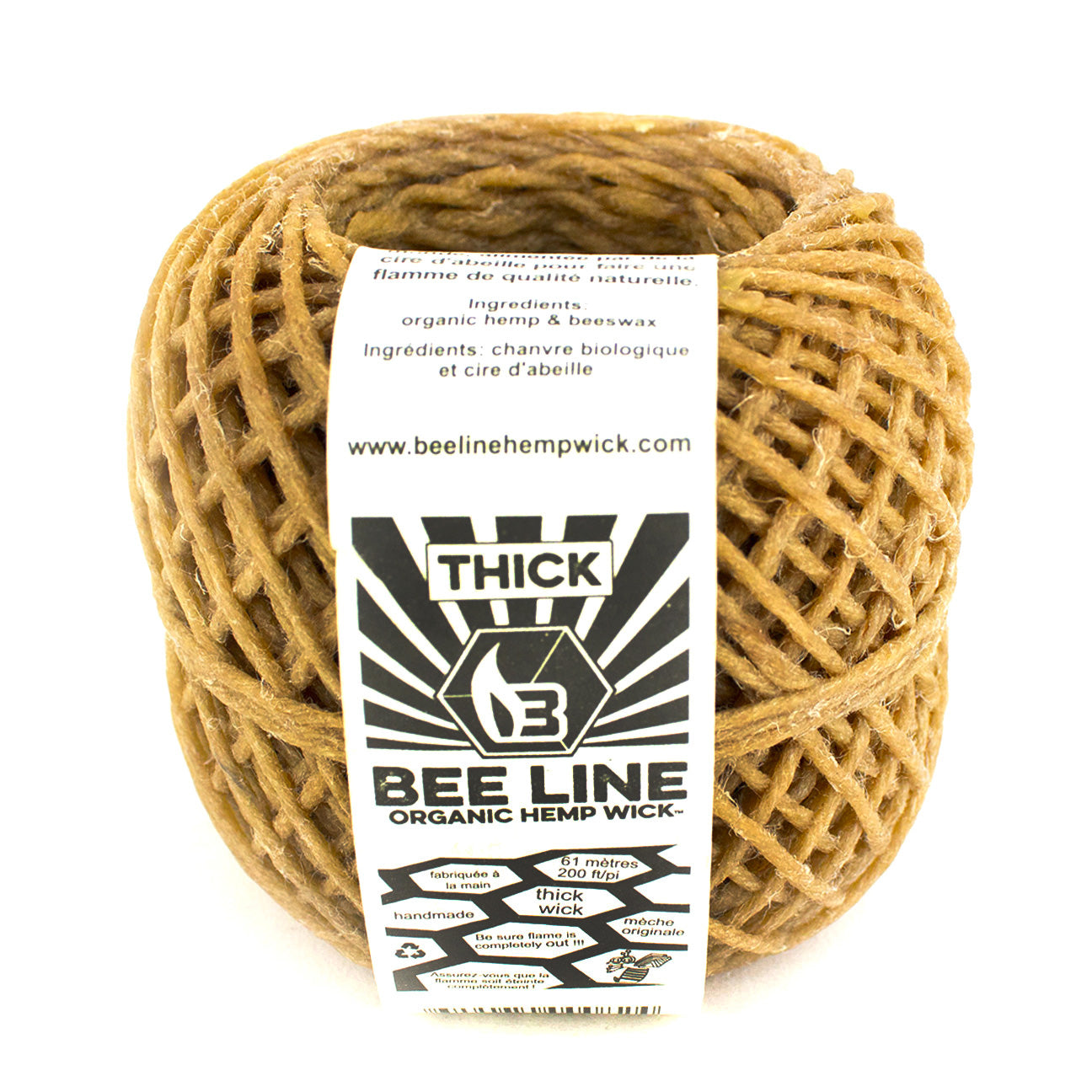 Bee Line Thick 200ft Organic Hemp Wick