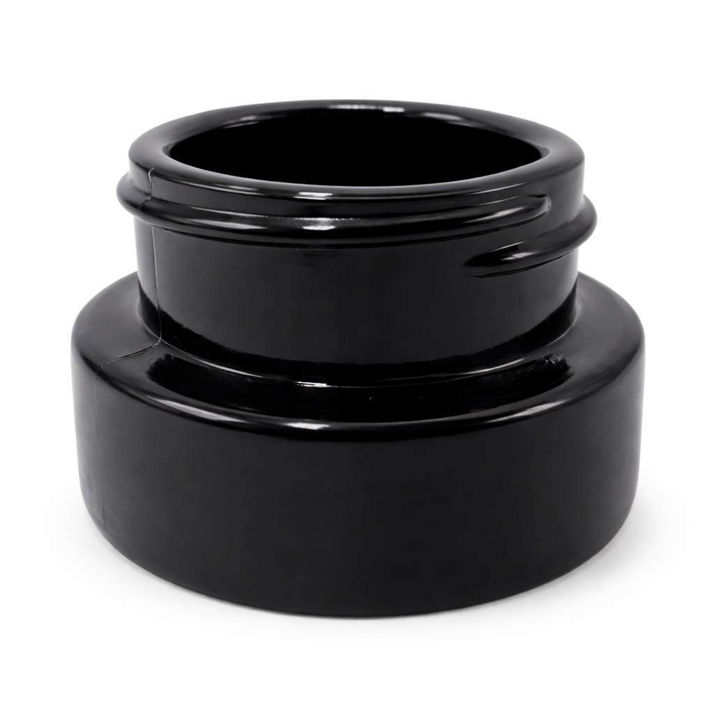 Black UV Child Resistant Glass Jar with Black Cap