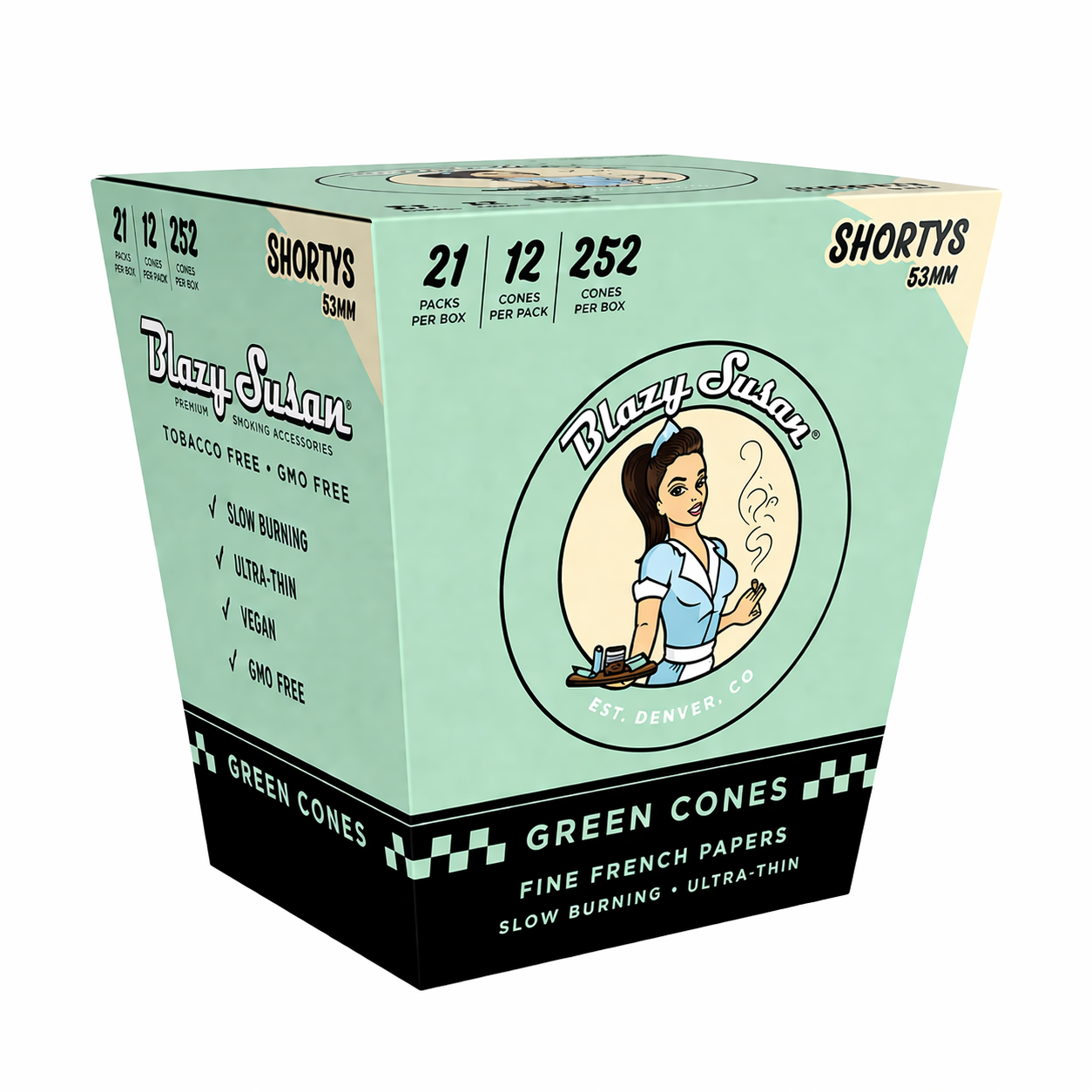 Blazy Susan 53mm Shortys 50ct Jar | 36Jars / Case - Green