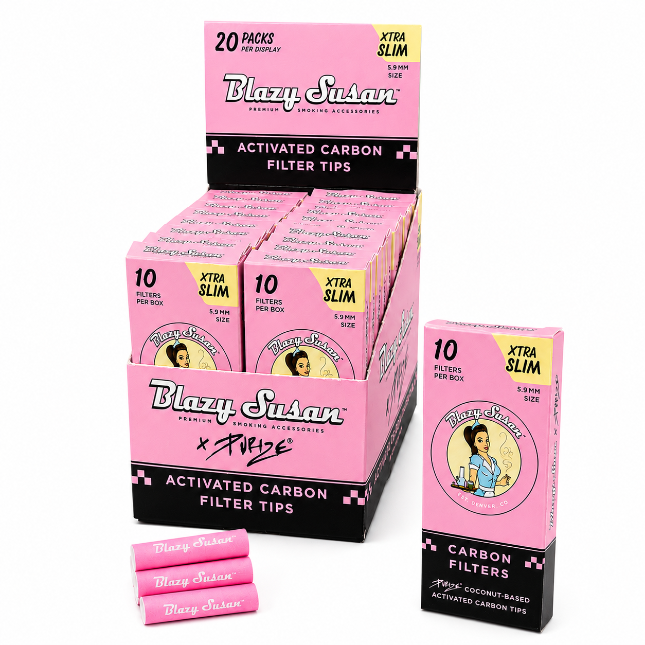Blazy Susan Pink Purize Regular Carbon Filter Tips 20ct