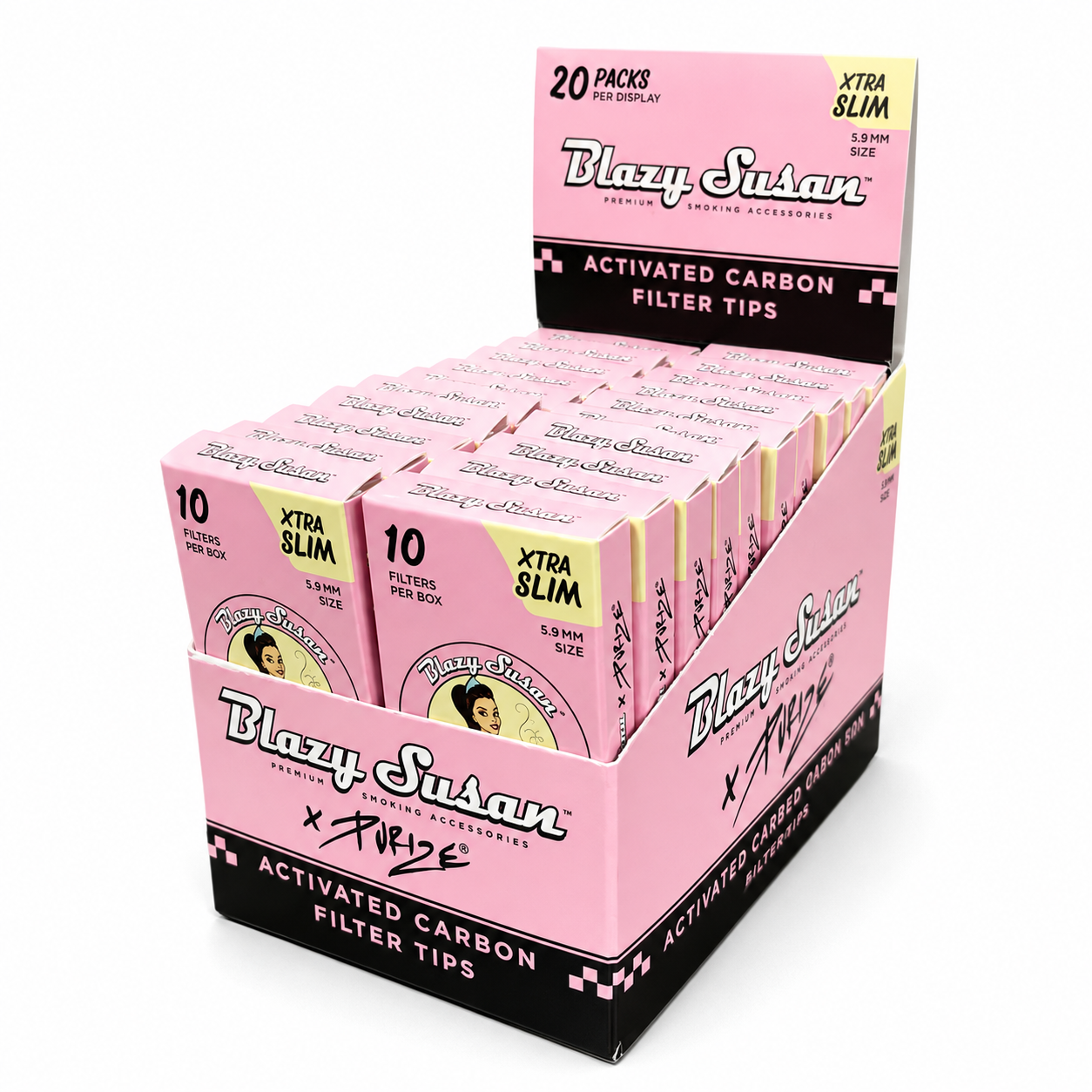 Blazy Susan Pink Purize Xtra Slim Carbon Filter Tips 20ct
