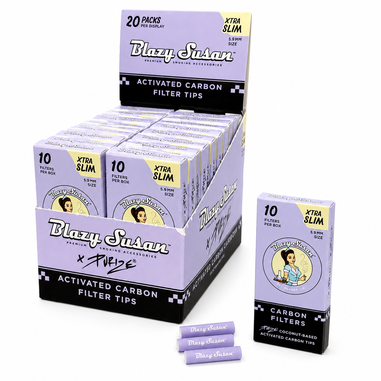 Blazy Susan Purple Purize Xtra Slim Carbon Filter Tips 20ct