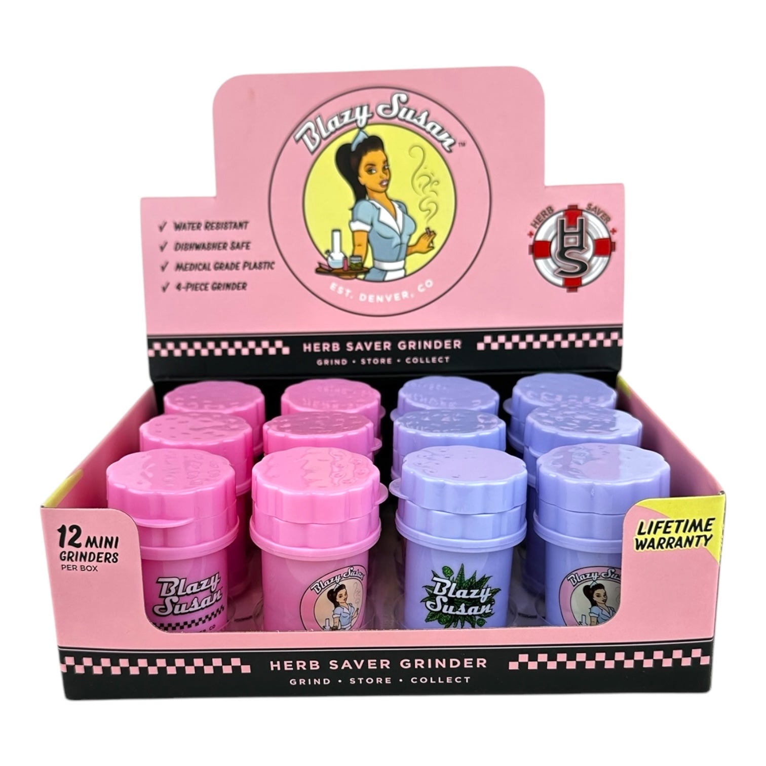 Blazy Susan 12 Mini 4-Piece Herb Saver Grinders