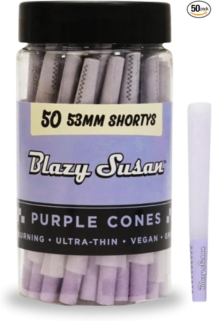 Blazy Susan Purple 53mm Shortys Cones 50ct Jar