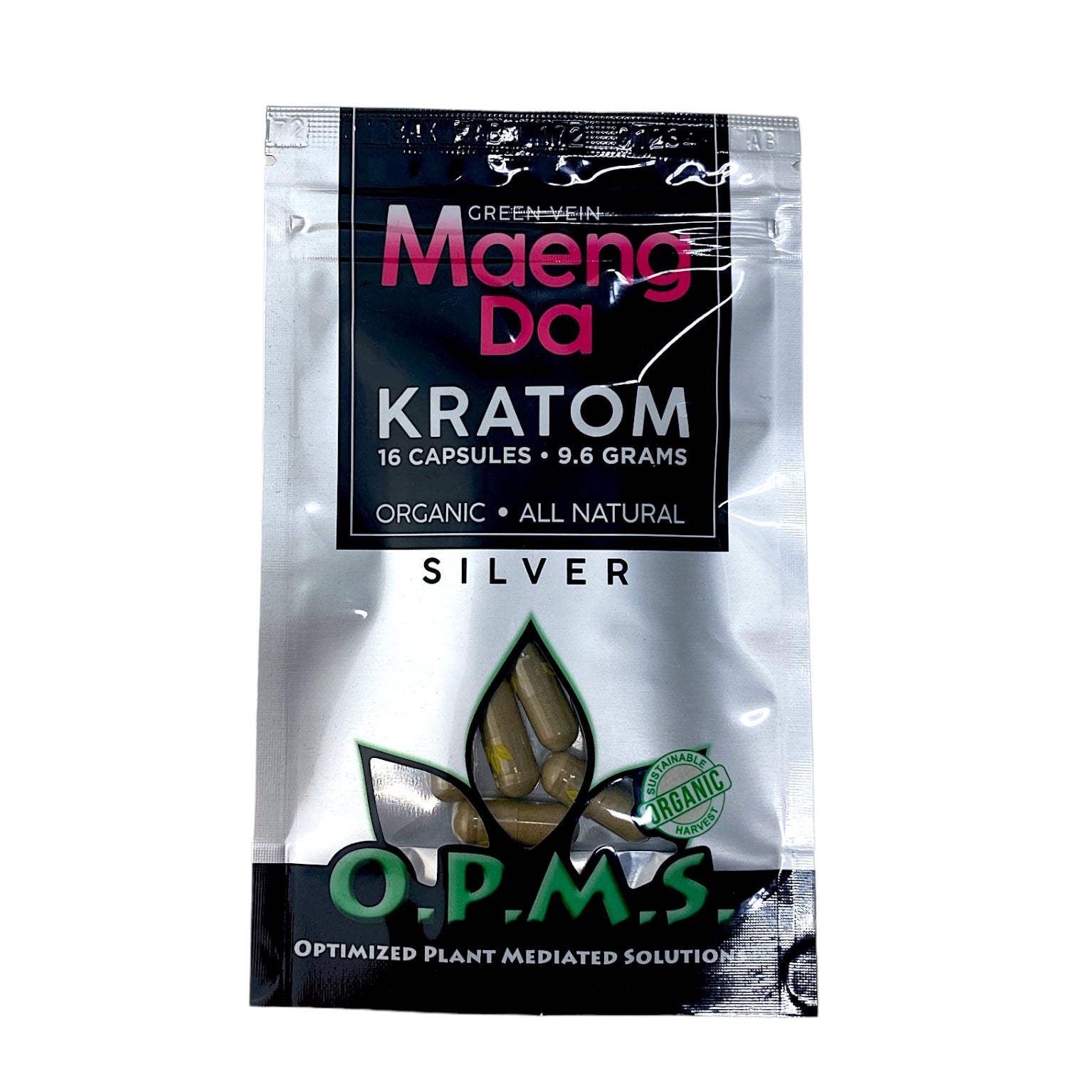 OPMS Kratom Silver Capsules 16 Count
