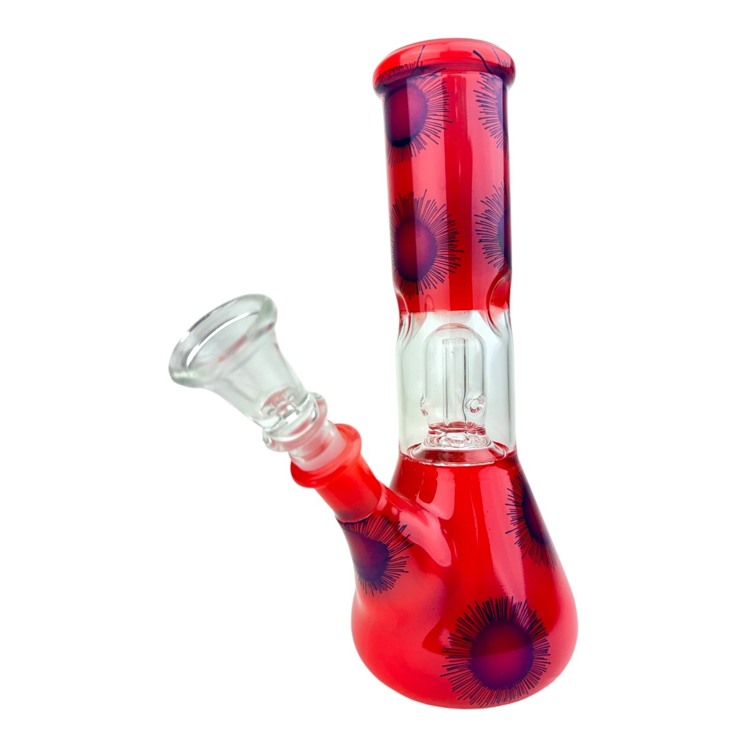8" Clear Single Dome Pattern Beaker Glass Water Pipe (Assorted)