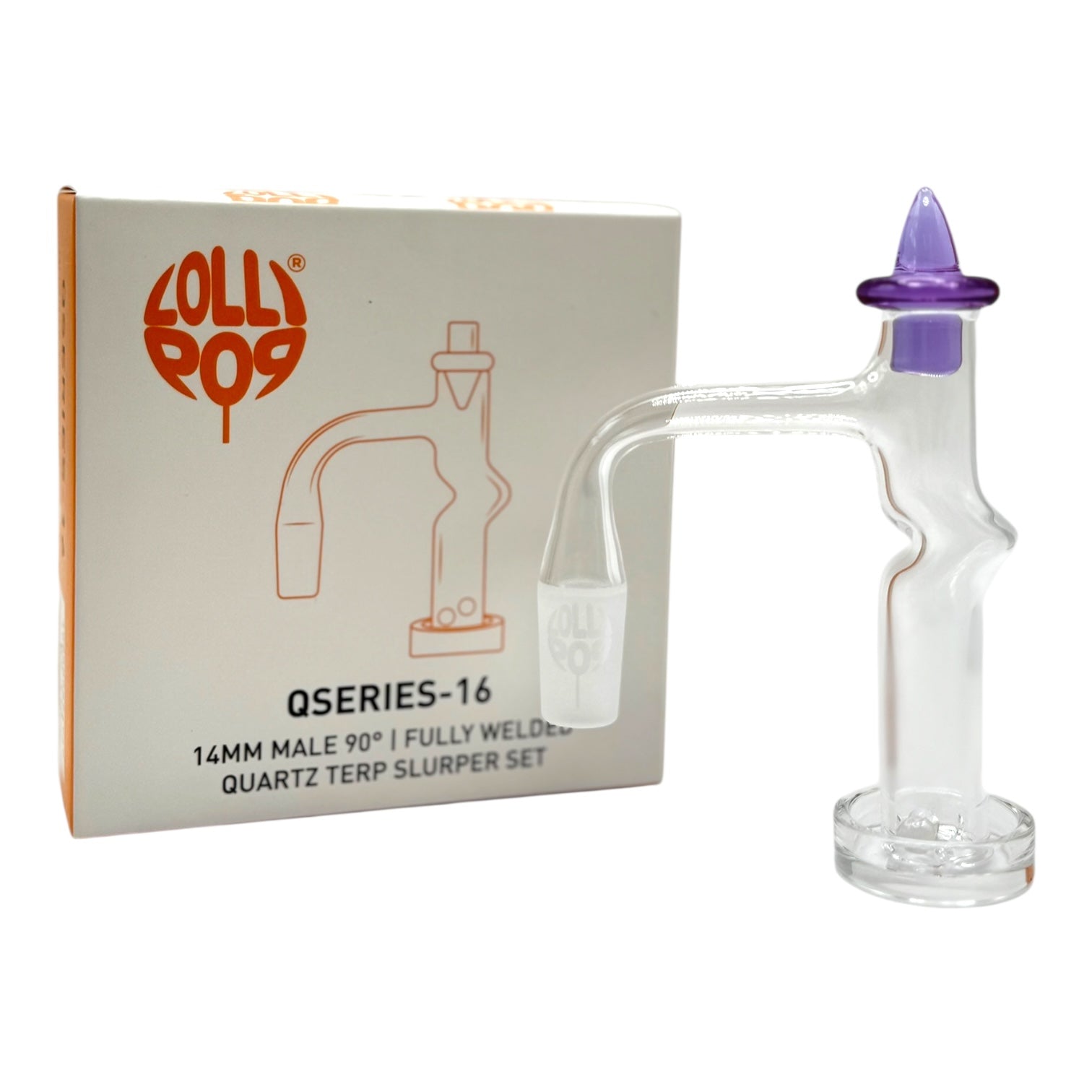 Lollipop QSeries-16 | 14mm Male 90° | Fully Welded Quartz Terp Slurper Banger Set - QZ 116