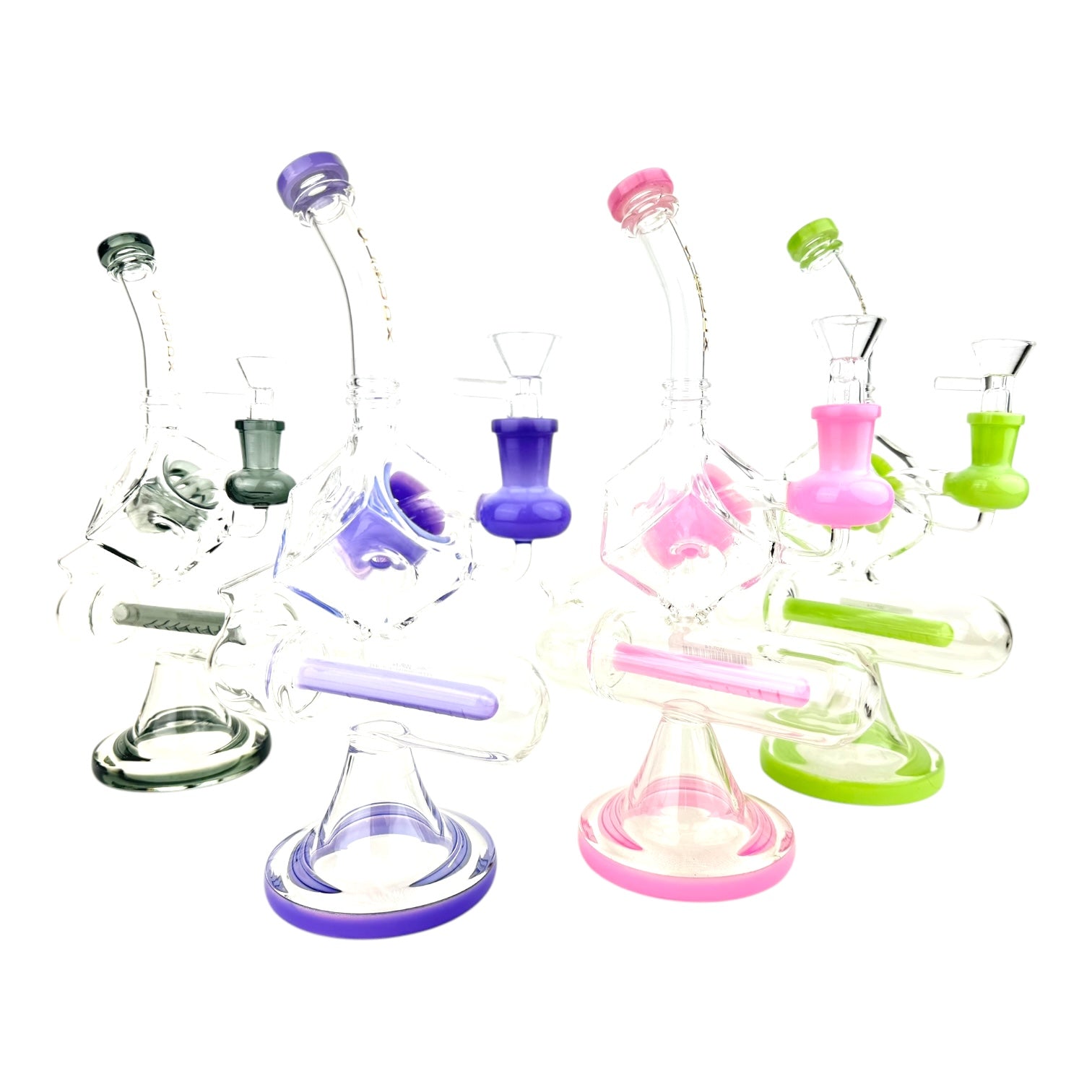 Cali Cloud X 10.5" Inline Perc Tube Square Bent Neck Water Pipe "WP14"