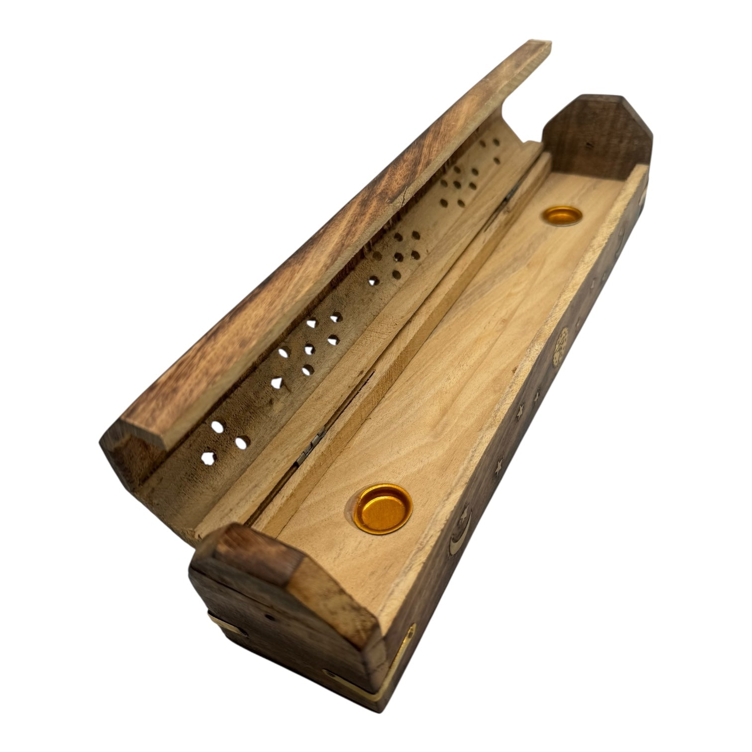 Incense Burner Wooden Coffin Box with Storage