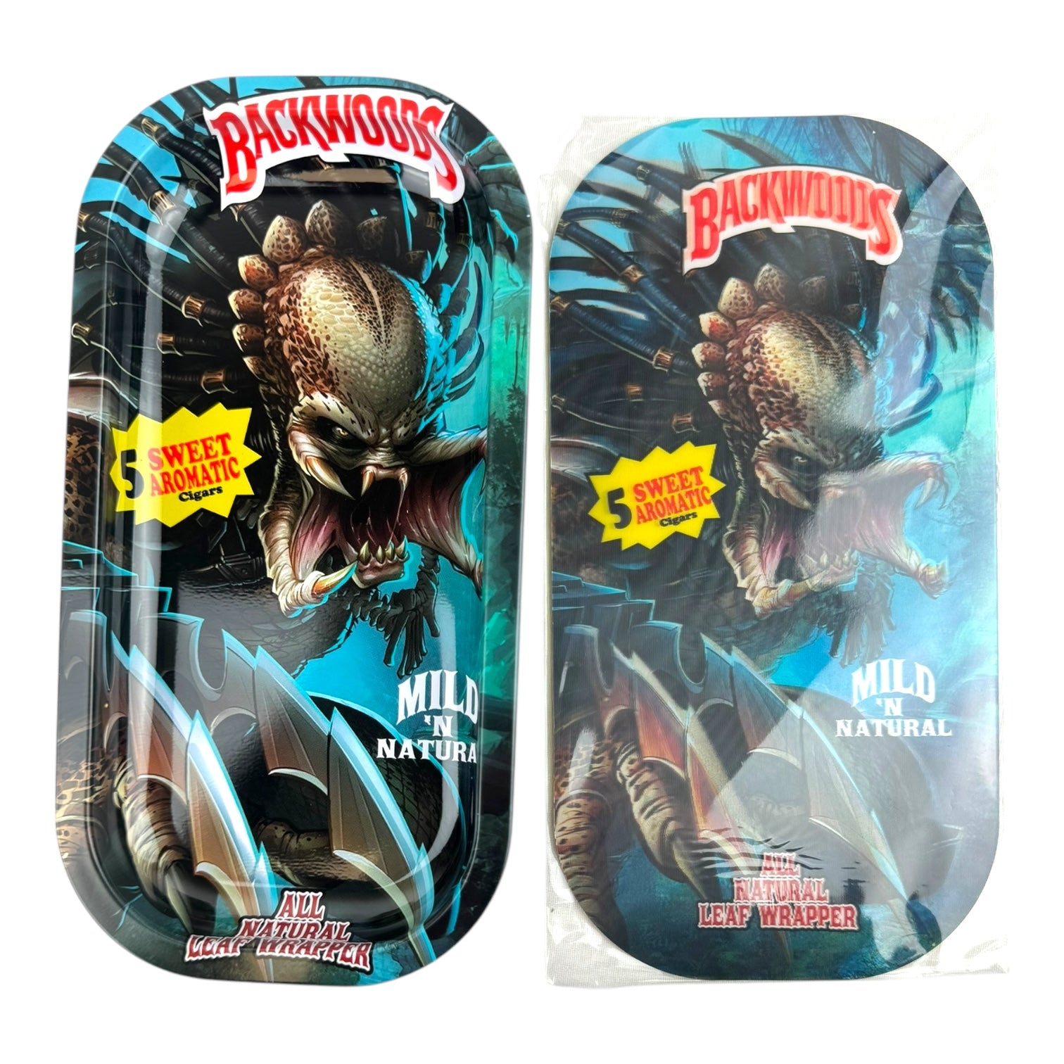 BW 3D Small Metal Rolling Tray With Magnetic Lid 8" X 4"