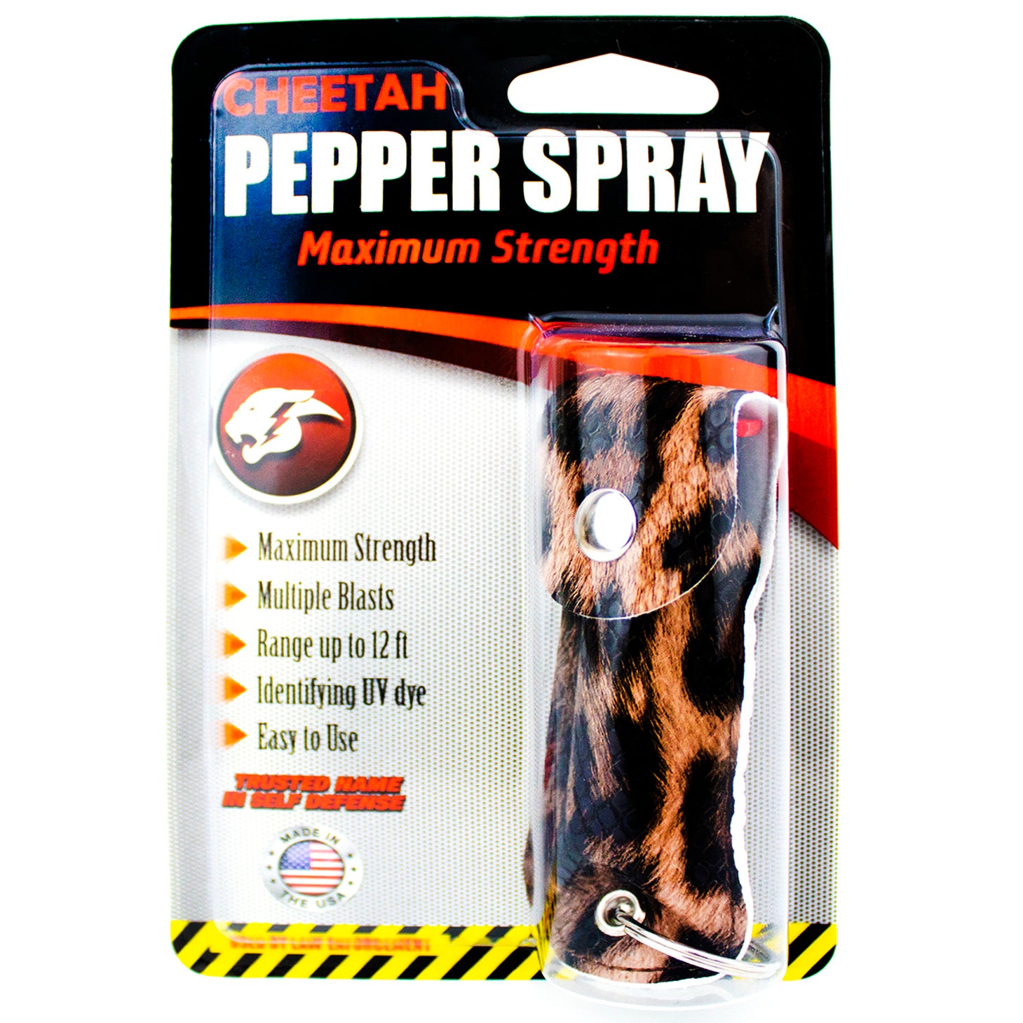 Cheetah Pepper Spray Maximum Strength w/Key-Chain Case Self Defense