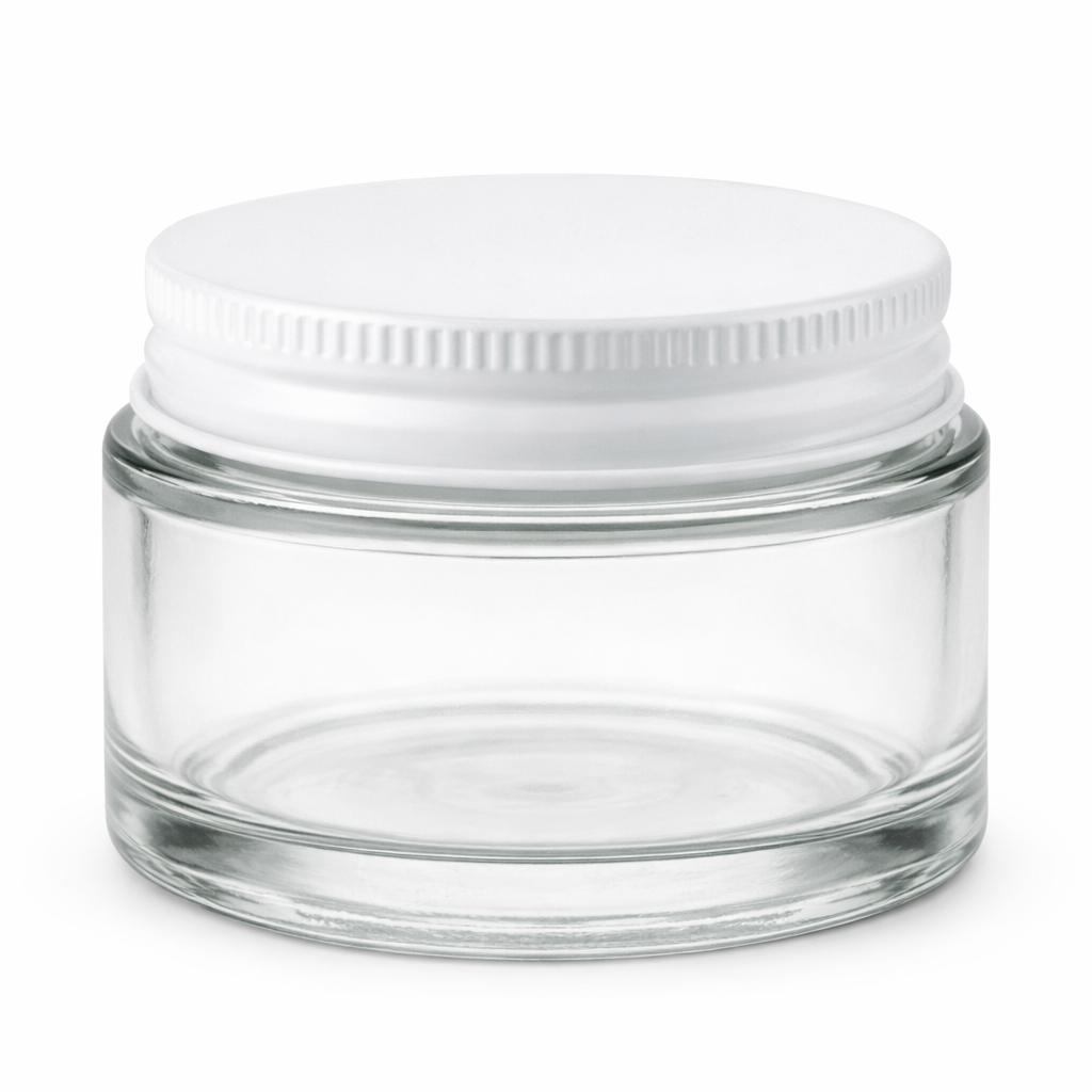 Clear Glass Jar with White Tin Cap