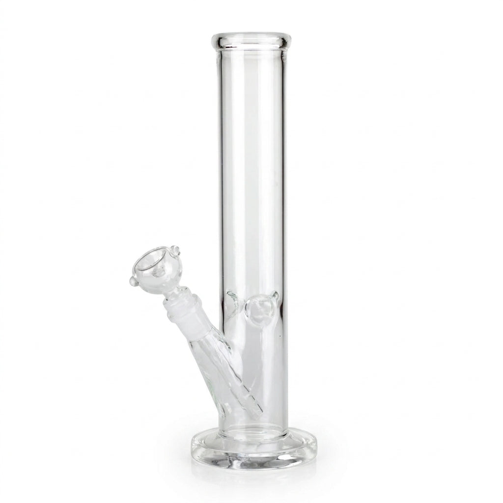 12" Clear 5mm Glass on Glass Water Pipe Straight