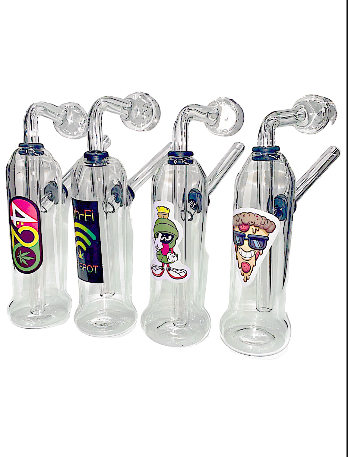 Clear Glass OB Water Pipe - Assorted Stickers