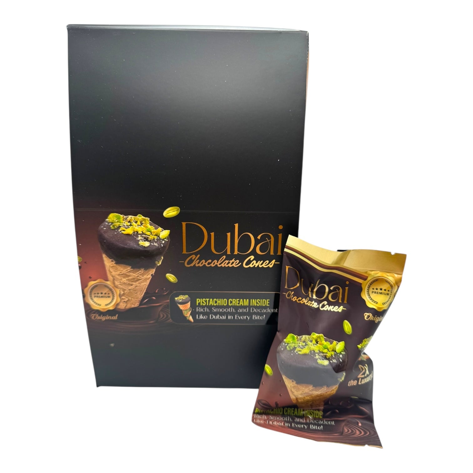 Dubai Chocolate Cones (2 Cones per Bag / 10 Bags per Display)