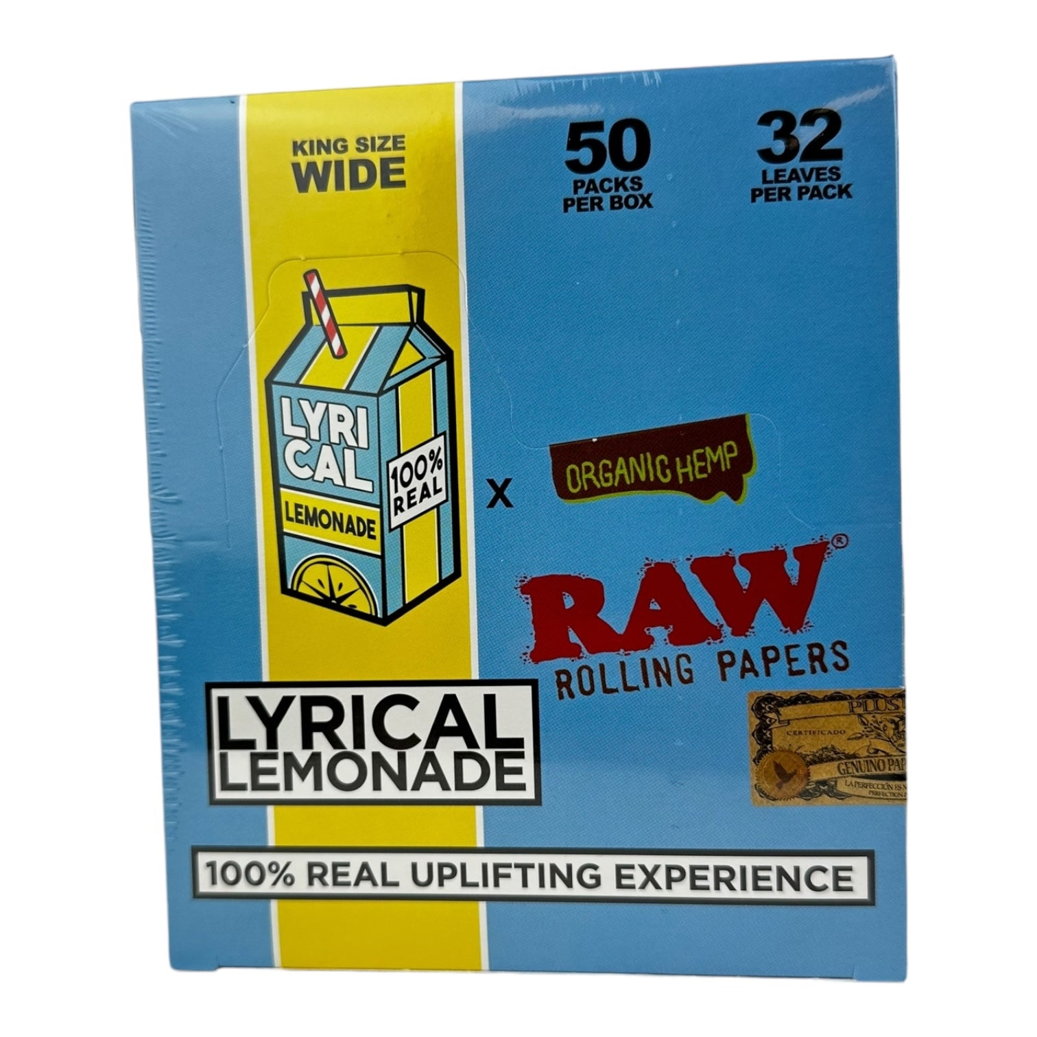 RAW X Lyrical Lemonade King Size Wide Rolling Papers 32 leaves / Pack 50Packs/Display|24D/C