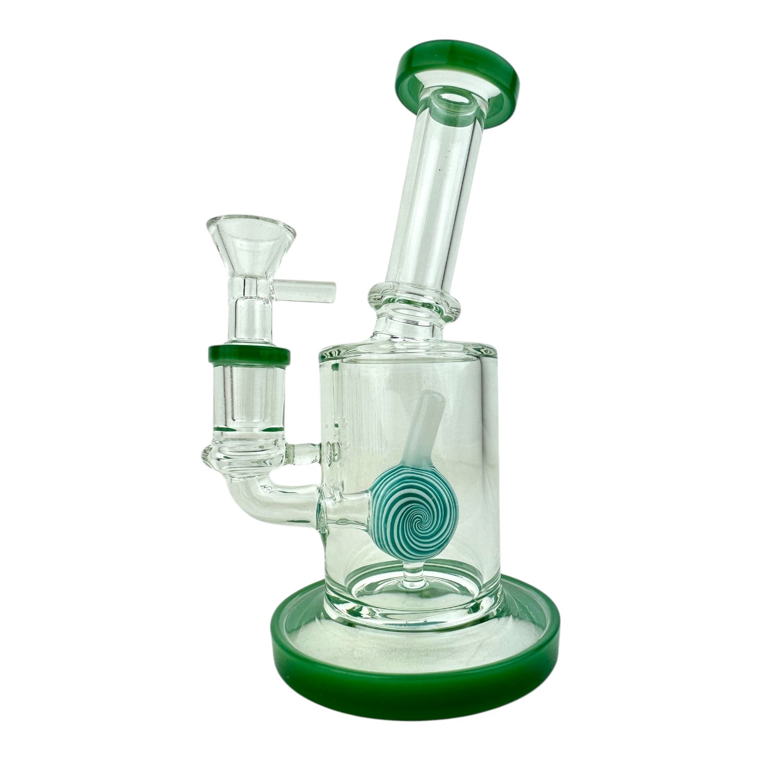 7" Lollipop Cylinder Bent Neck Glass Water Pipe (Assorted Colors)