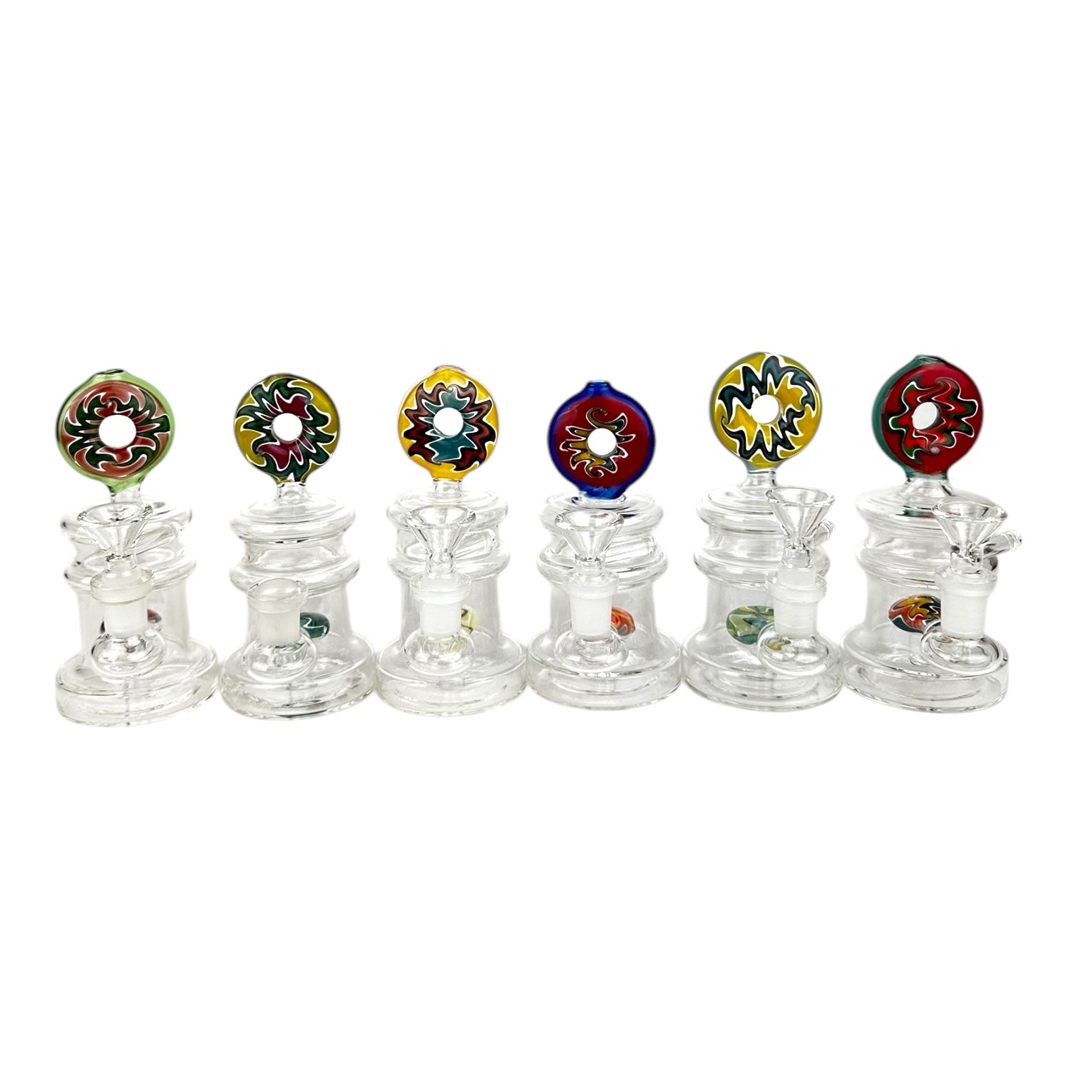 6" Donut Head WP 1221 Glass Water Pipe - Assorted Colors