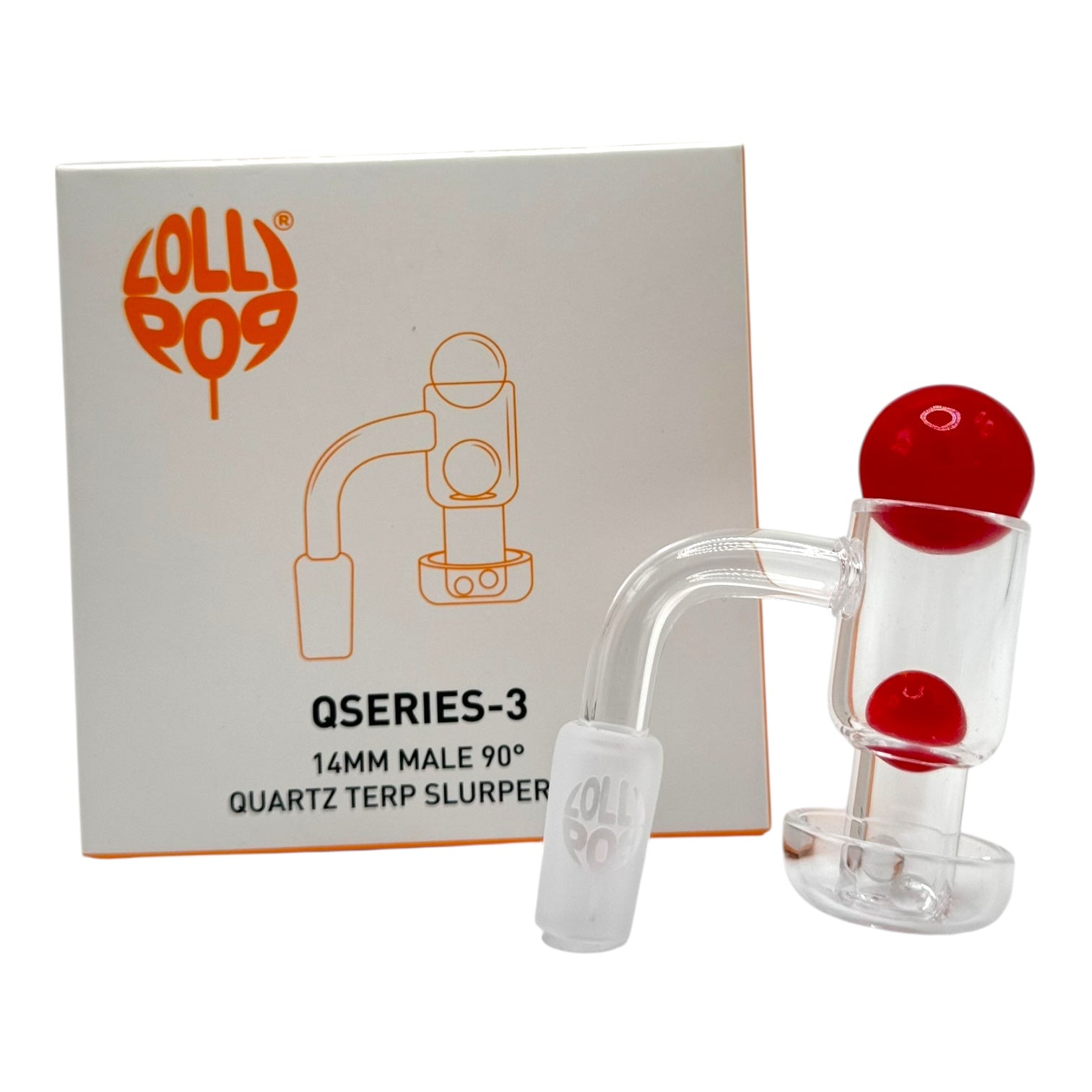 Lollipop QSeries 3 | 14mm Male 90° | Fully Welded Quartz Terp Slurper Banger Set - QZ 103