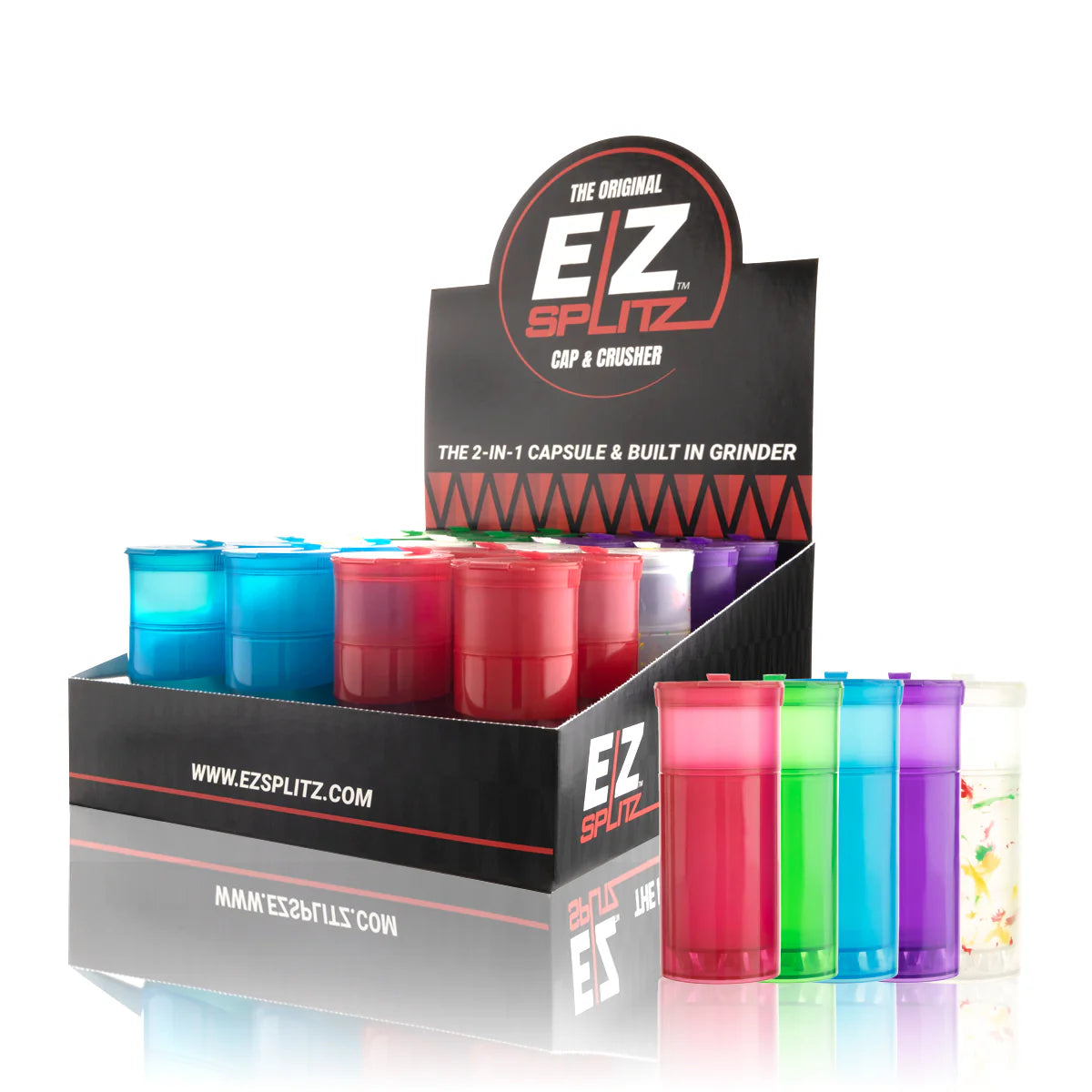 EZ Splitz Cap & Crusher - Grinder & Pop Top - 20ct Display