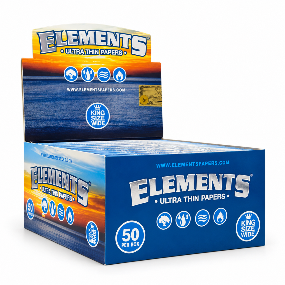 Elements King Size Wide Ultra Thin Rice Papers 50ct