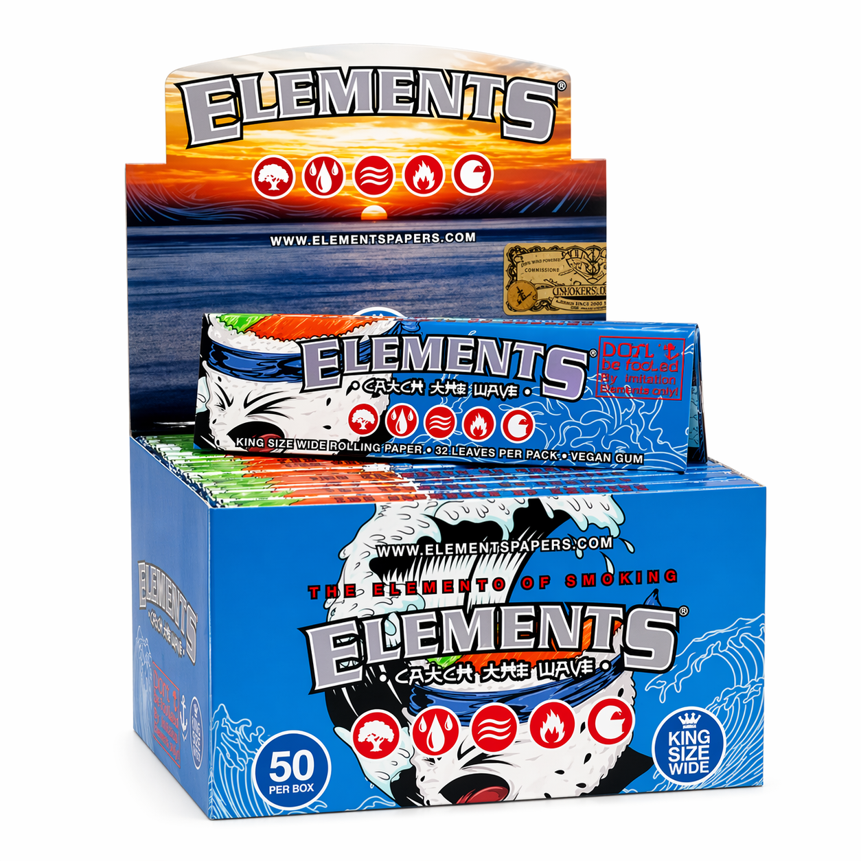 Elements Zushi King Size Wide Rolling Papers 50ct - 30/Cs