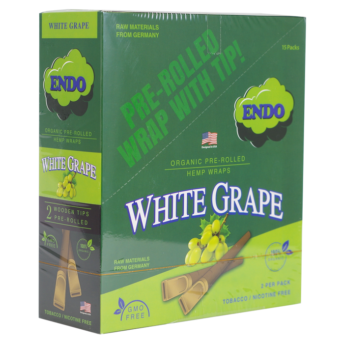 Endo Pre-Rolled 2 Wood Tipps Hemp Wraps - Double White Grape