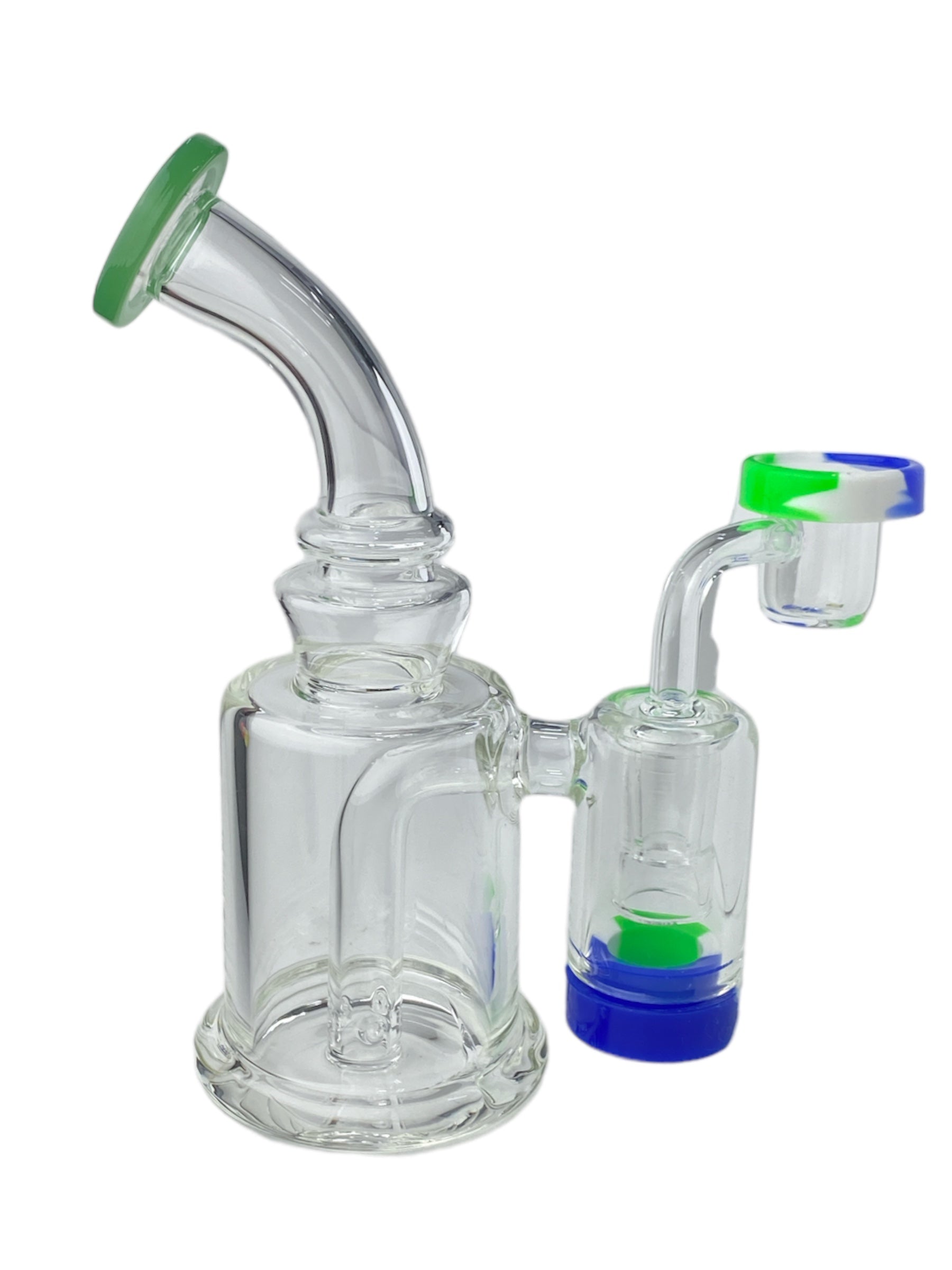 7" Bent Neck Dab Rig w/ Silicone Reclaimer Catcher Jar (Assorted Colors)