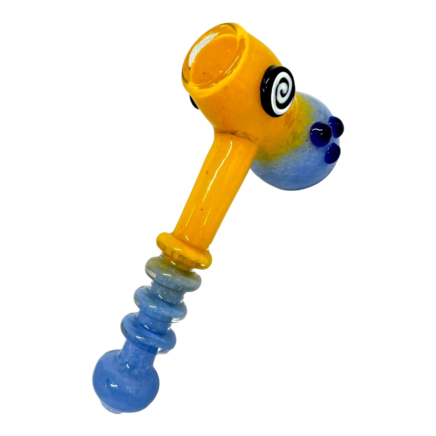 8" Frit Hammer w/ Button Rings Glass Hand Pipe (Assorted Colors)