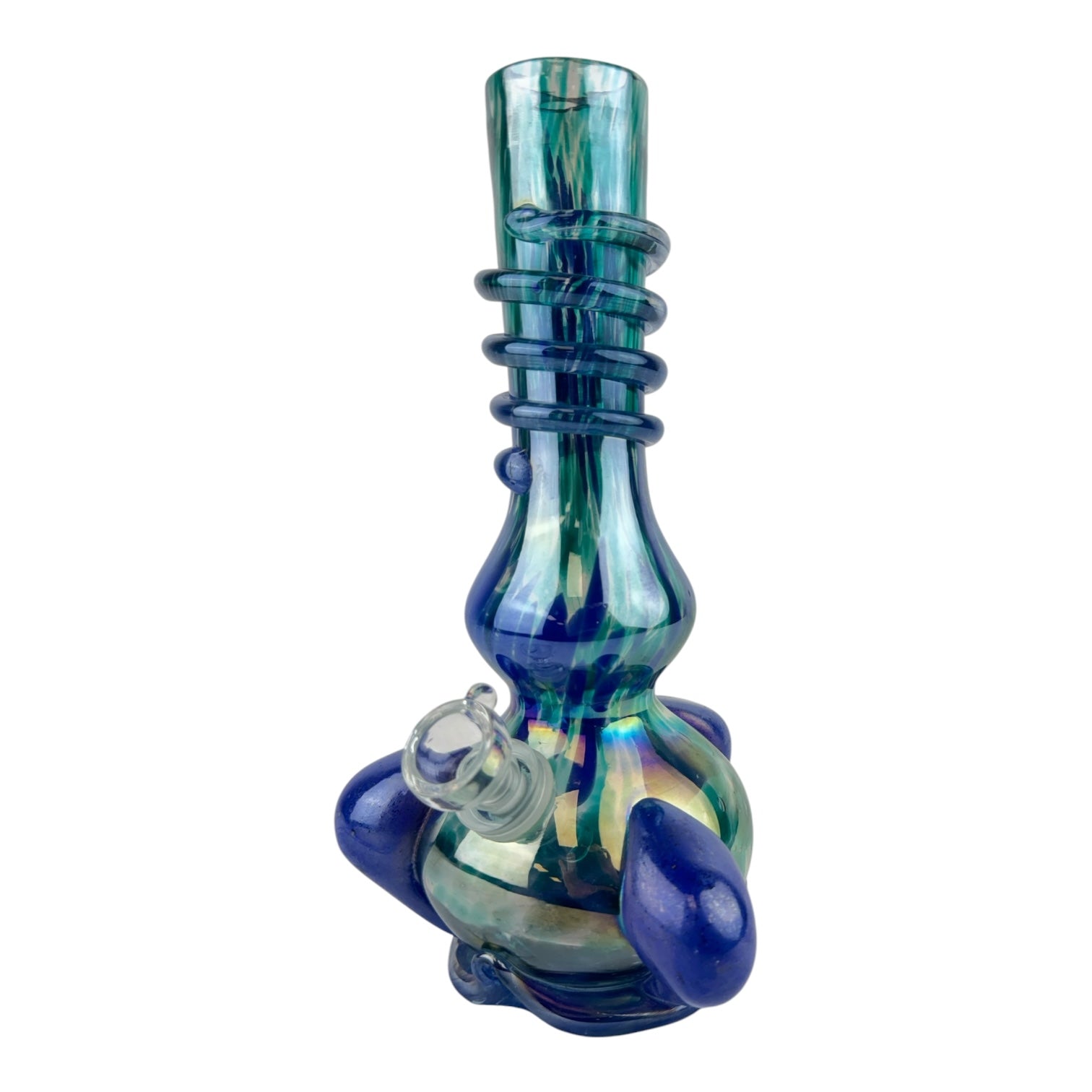 10.5" Chrome Swirl Soft Glass Vase Water Pipe (Assorted Colors)