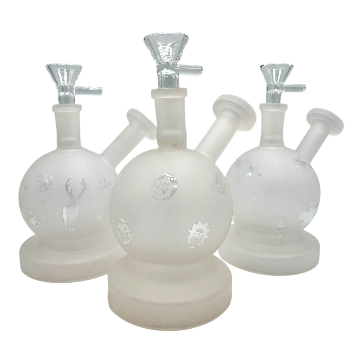 5" Frosted Ball Glass Water Pipe "DA-049BO" (Assorted Designs)