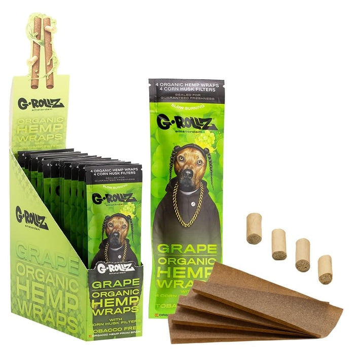 G-Rollz Rap 4 Organic Hemp Wraps with Filters - Grape (15 Packs per box)