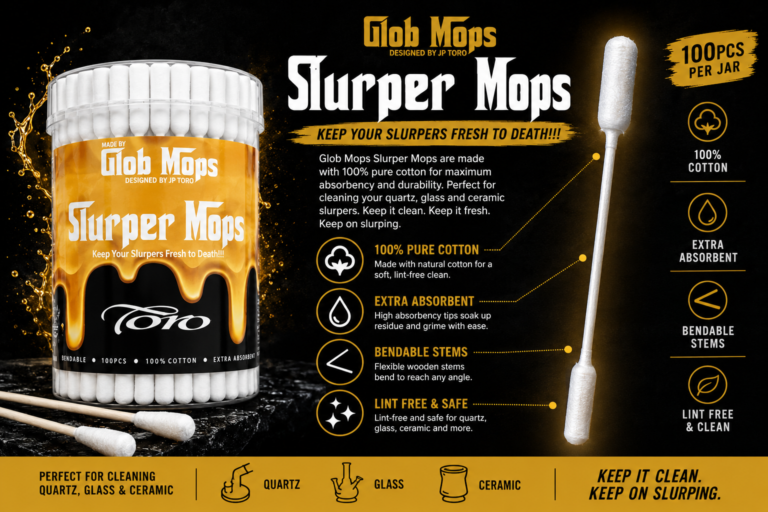 Glob Mops Slurper - 100ct/Jar (6 Pack)