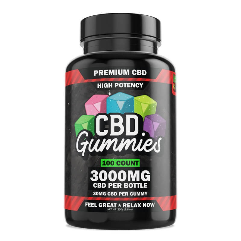 Hemp Bombs - CBD High Potency Gummies 100-count (30mg Per Gummy) 3000mg Per Jar (6 per Display)