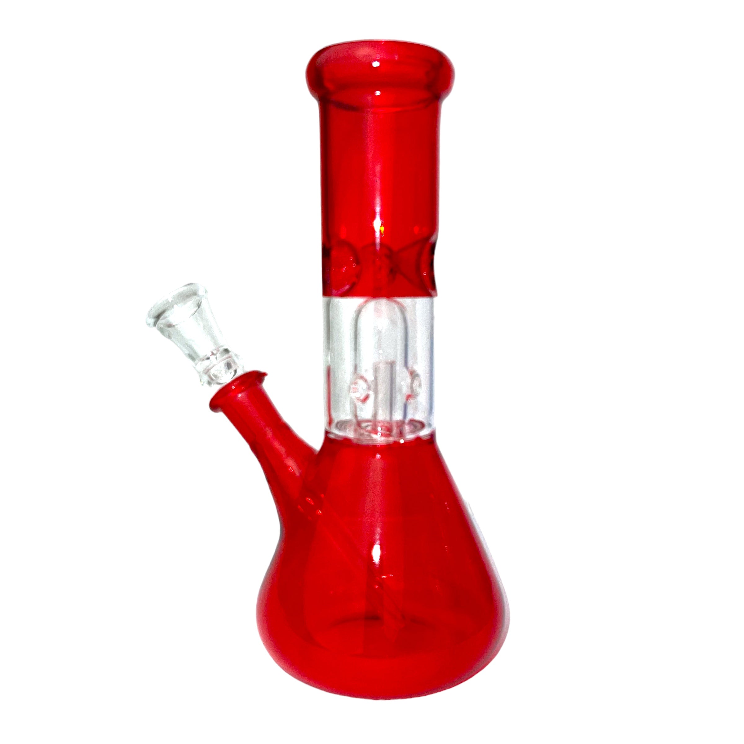 8" Clear Single Dome Colored Beaker Glass Water Pipe