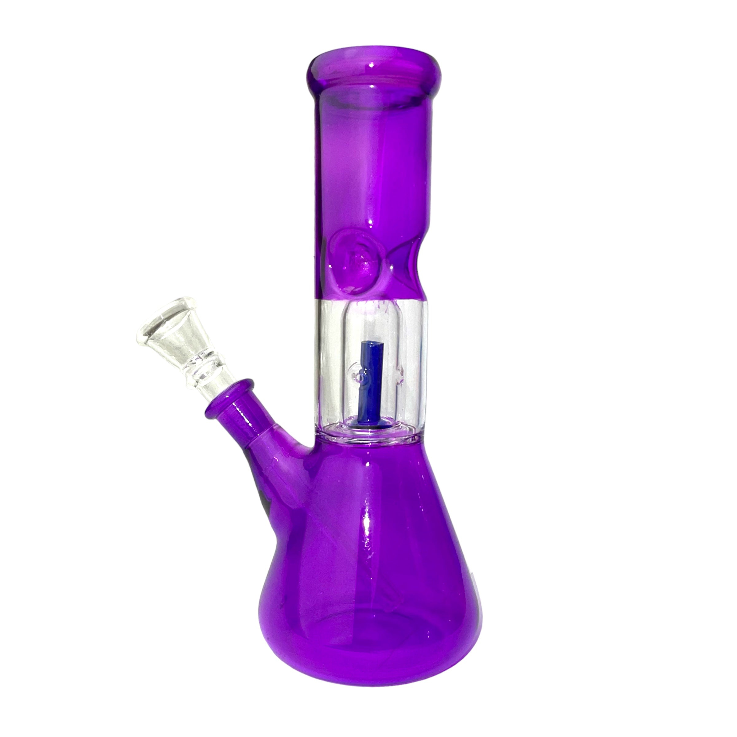 8" Clear Single Dome Colored Beaker Glass Water Pipe