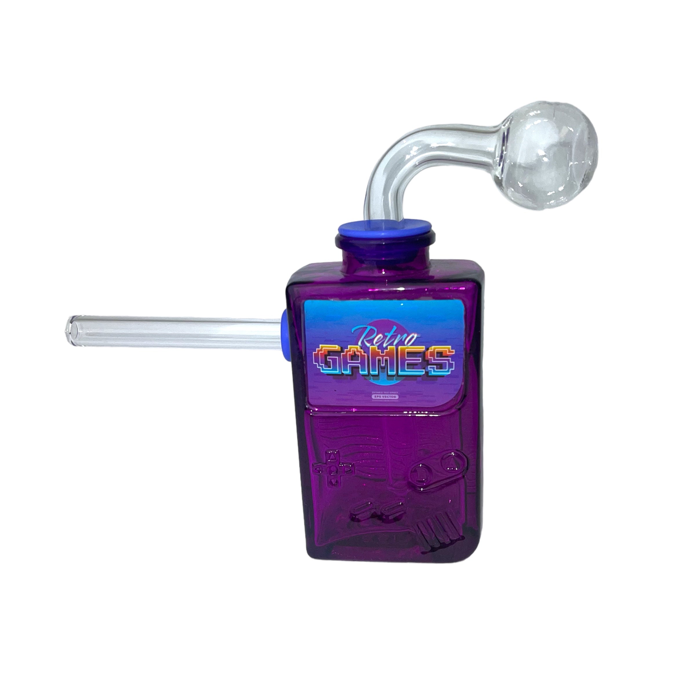 6" Retro Games Oil Burner Bubbler Water Pipe