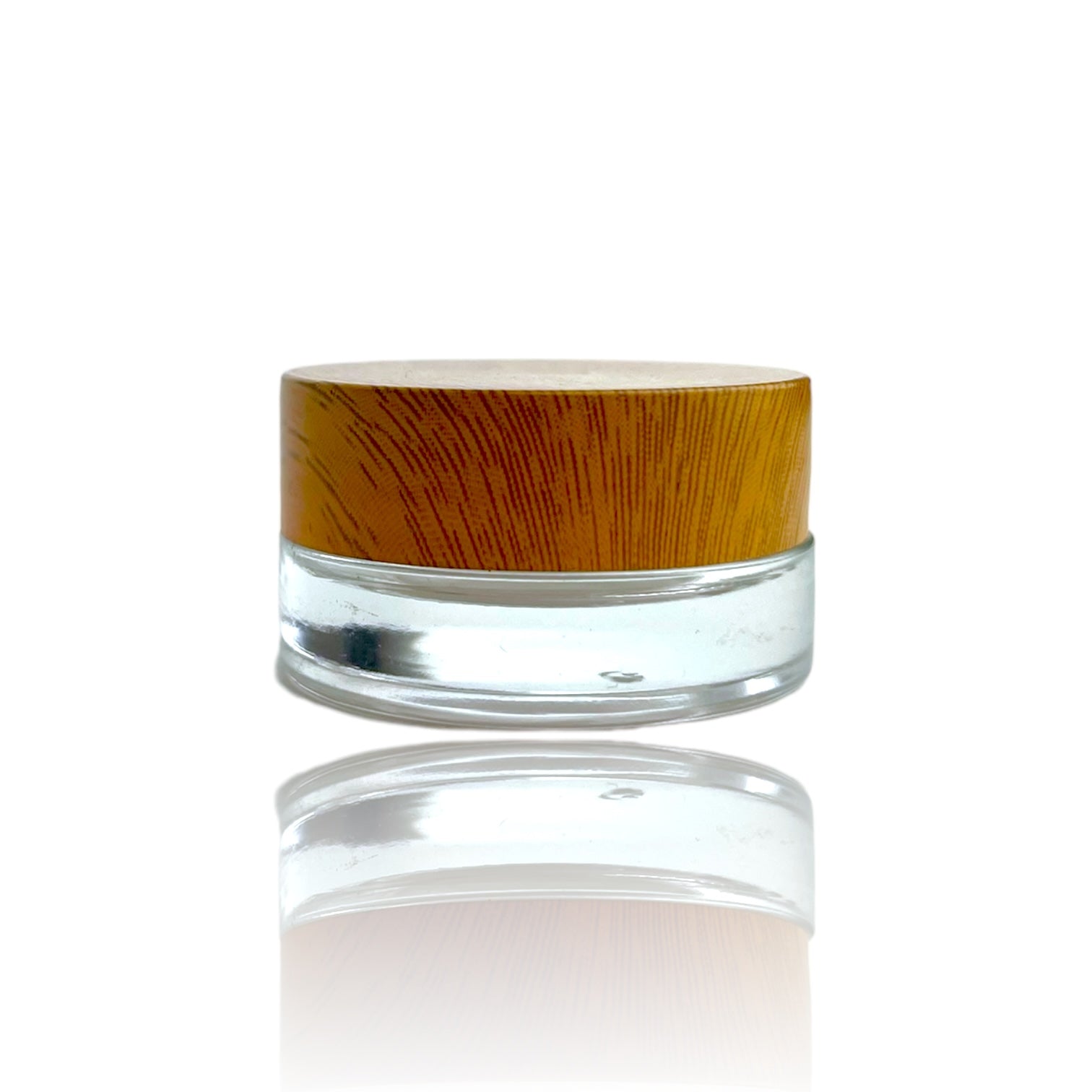 7ml Wood Top Clear Glass Jar Container - Lo Pro