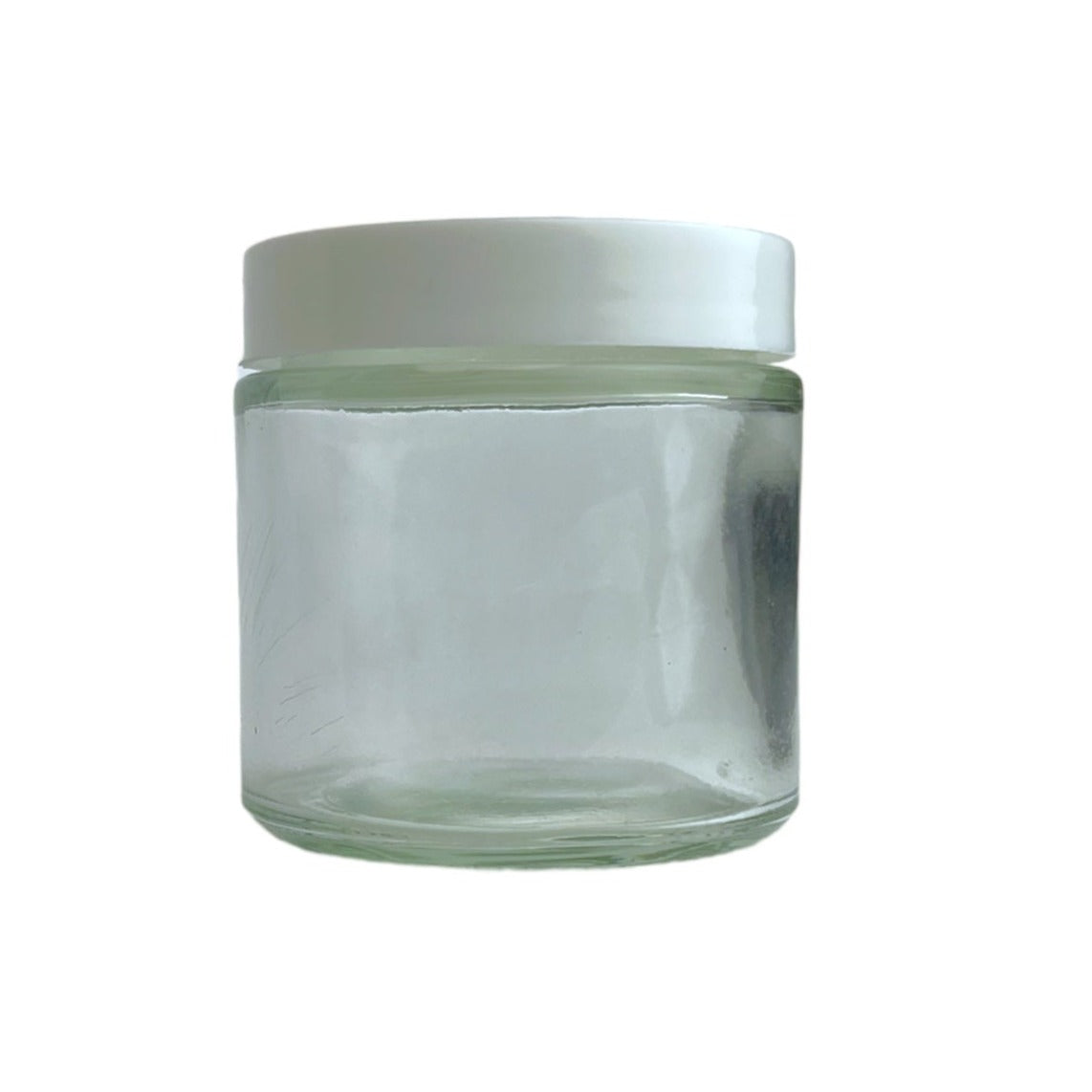120mL (4oz.) White Plastic Top Clear Glass Jar Container