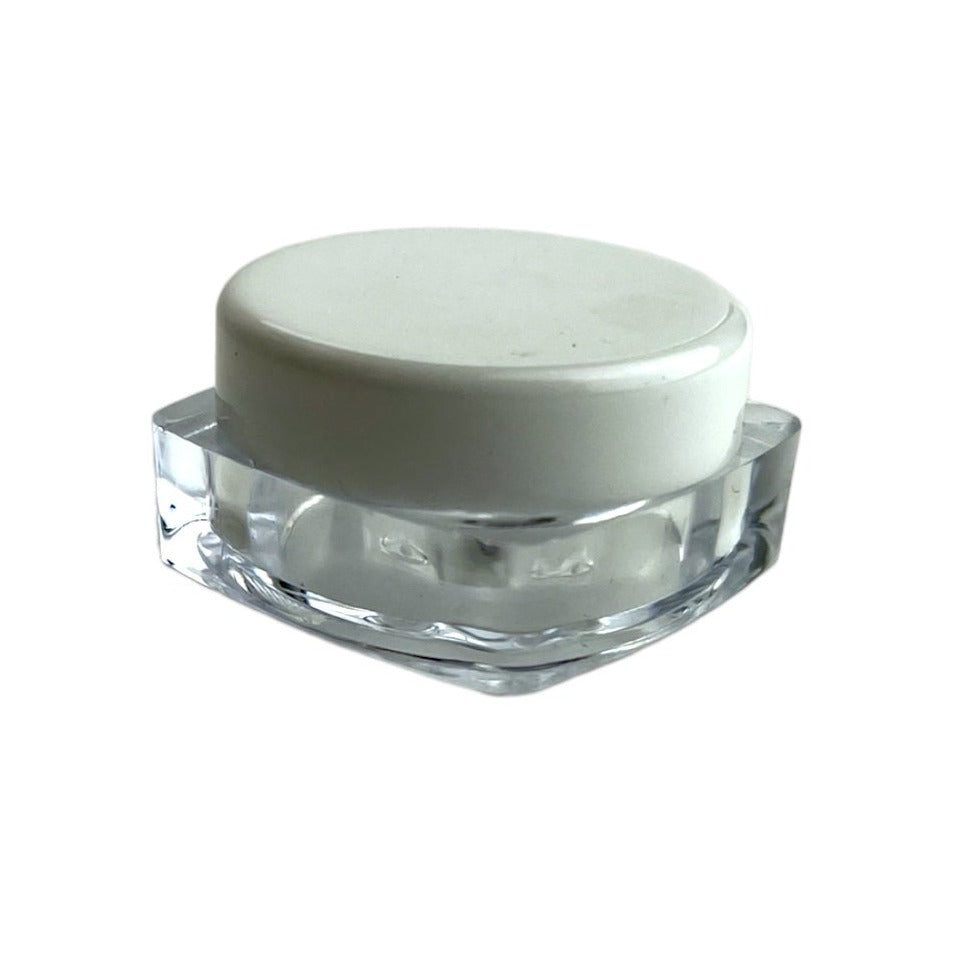 5g Clear Square Plastic Jar W/ White Cap