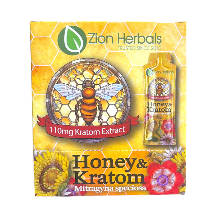 Zion Herbals Honey & Kratom (110mg Extract / Display of 12ct)