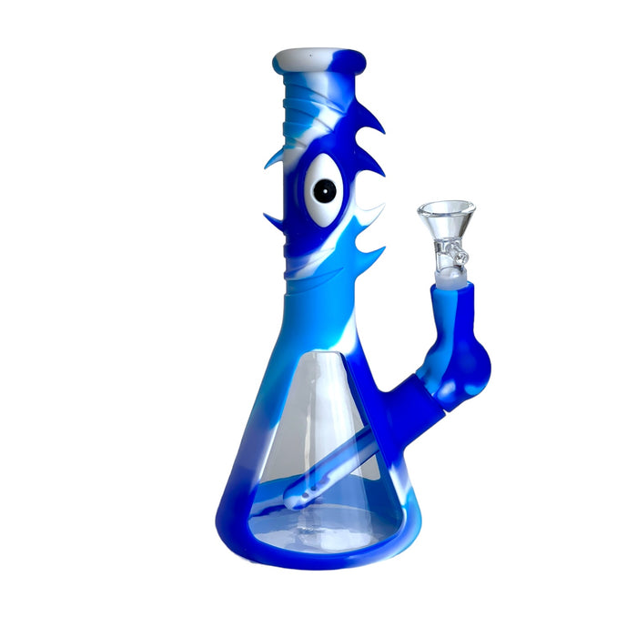 9" One Eye Beaker Silicone Water Pipe (Assorted Colors)