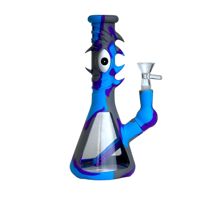 9" One Eye Beaker Silicone Water Pipe (Assorted Colors)