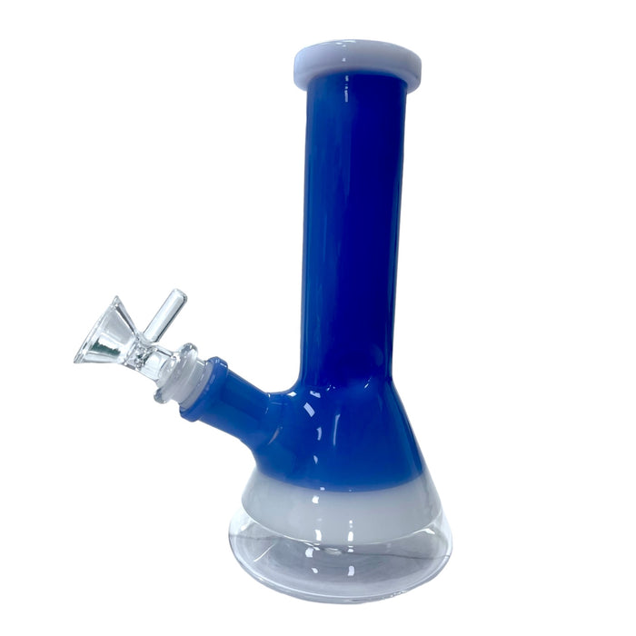 8" White Ring Beaker Glass Water Pipe